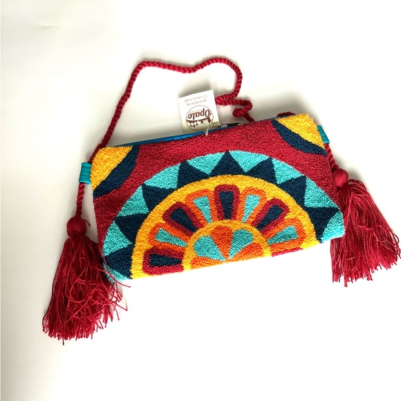 Handsome clutch from Colombia color yellow,blue and brown - Picture 1 of 2
